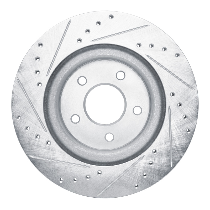 Infiniti QX50 Brake Rotor (1) - Rear Right - R1 Concepts - Drilled & Slotted - Silver - `19-`24